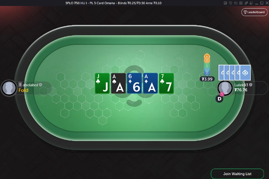 Giochi di Cash PLO5 Heads-Up