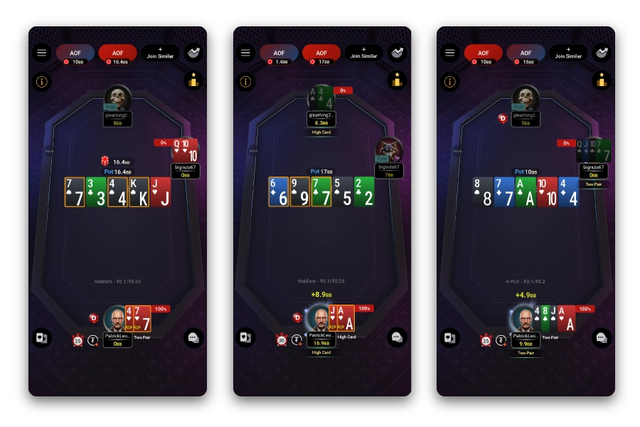 App mobile All-In or Fold per iOS e Android