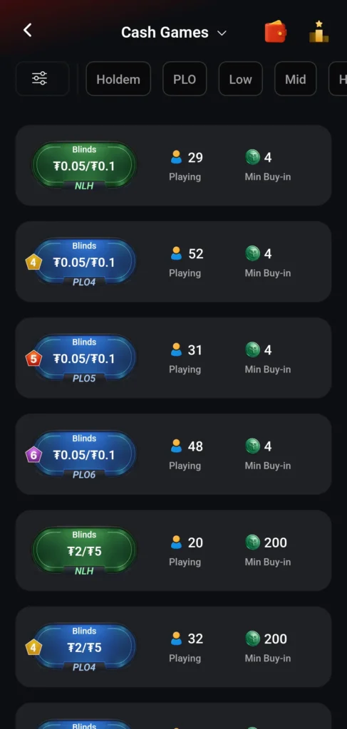 Cash game 24 ore su 24, 7 giorni su 7, in molti formati diversi