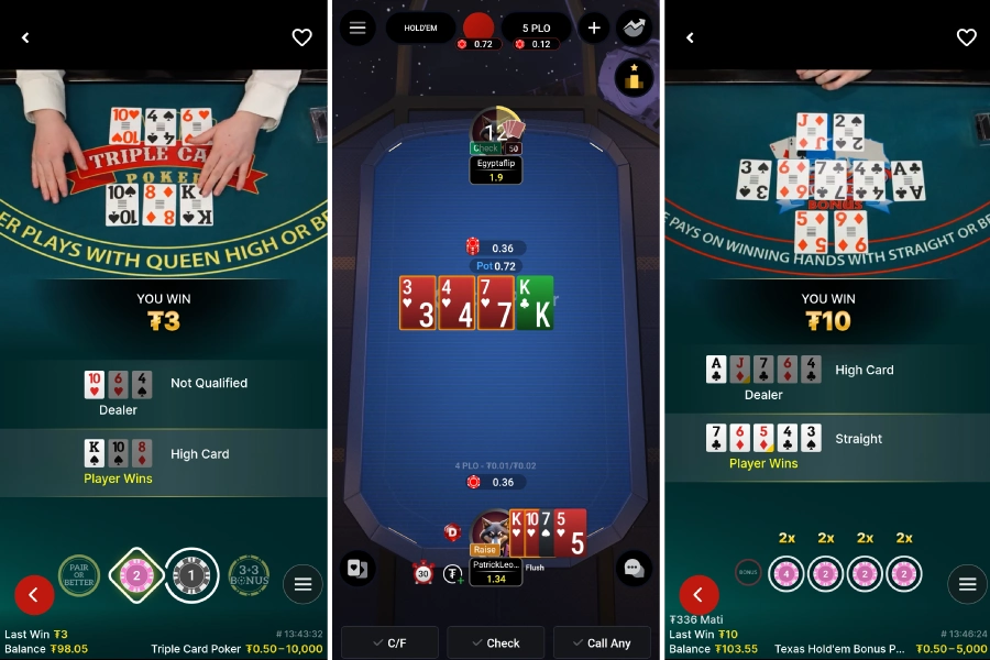 App di poker a 3 carte per iOS e Android
