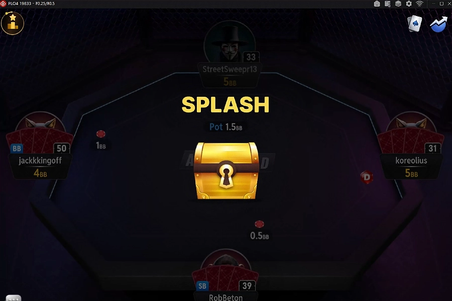 Attendi che Splash Pot Hands inizi